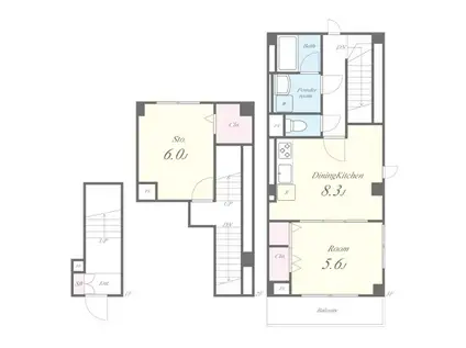 ホヌ オハマ(2DK/2階)の間取り写真