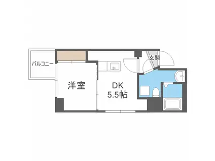 プライマル札幌北18条(1DK/10階)の間取り写真