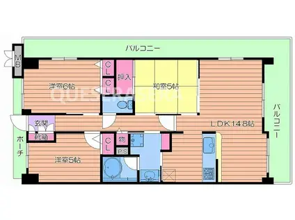 レジディア都島II(3LDK/13階)の間取り写真