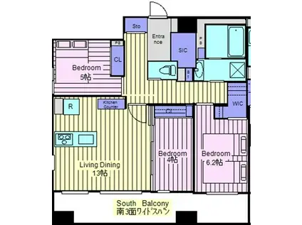 YG RESIDENCE 壱番館(3LDK/10階)の間取り写真