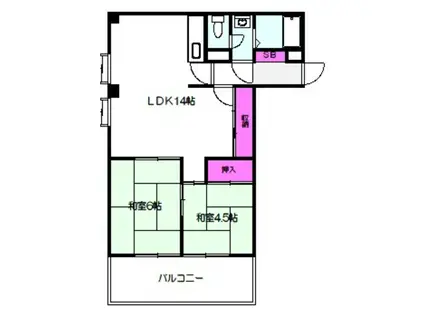 フローラルコート(2LDK/5階)の間取り写真