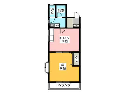 ケルンII(1LDK/1階)の間取り写真