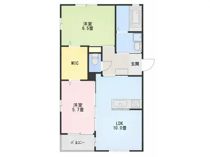 ウエストコートフェリーチェII(2LDK/2階)の間取り写真