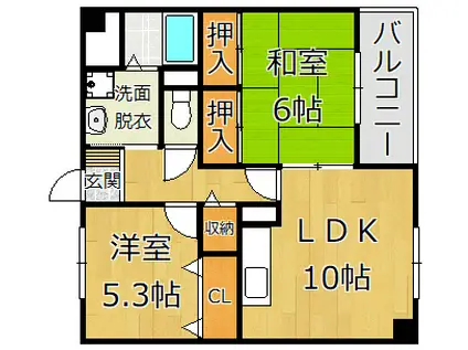 レボンタケダ(2LDK/3階)の間取り写真