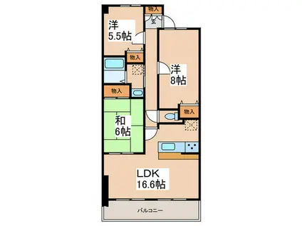 ミウパラスト(3LDK/2階)の間取り写真