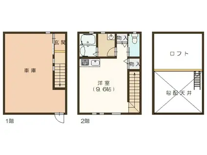 GARAGE HOUSE LIBERTY(ワンルーム/1階)の間取り写真