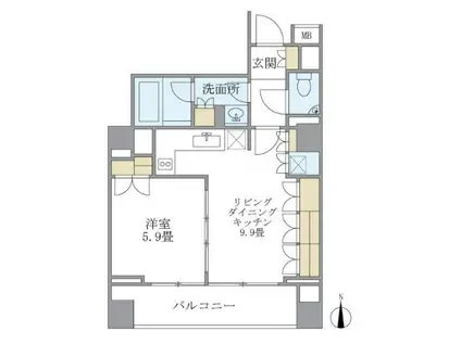 KDXレジデンス南麻布(1LDK/5階)の間取り写真