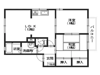 フローラル梅林 A棟(2LDK/2階)の間取り写真