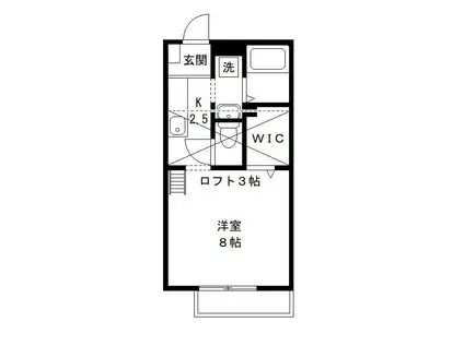 グラン・ボナール(1K/2階)の間取り写真