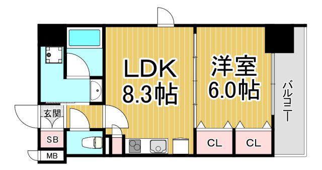 プレサンス昭和通ESRISE(1LDK/10階)の間取り写真