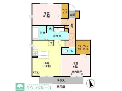 カームベリーC(2LDK/1階)の間取り写真