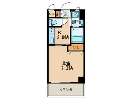 ERIOS COURT 香春口(1K/3階)の間取り写真