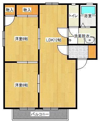 ジュネス35 B棟(2LDK/1階)の間取り写真