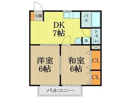 ベルグハウゼ(2DK/2階)の間取り写真