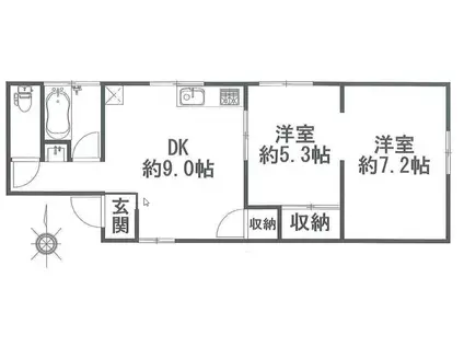 藤掛城山コーポ別棟(2DK/3階)の間取り写真