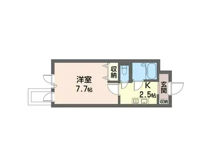 グリーンフラッツ小金井(1K/1階)の間取り写真