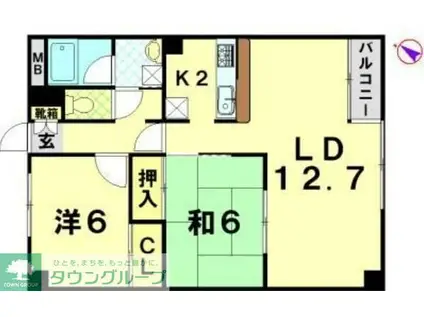 ヒルサイトM(2LDK/1階)の間取り写真