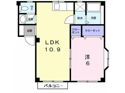 イマージュII(1LDK/2階)の間取り写真