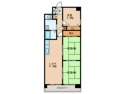 フォレスタ手原(3LDK/7階)の間取り写真