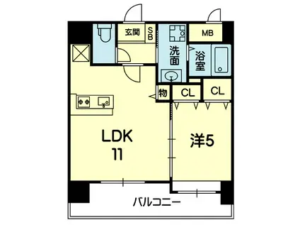 シャローム上熊本(1LDK/9階)の間取り写真