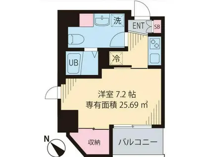 ポプリタウン小岩(1K/2階)の間取り写真