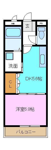 梅町マンション(1DK/1階)の間取り写真