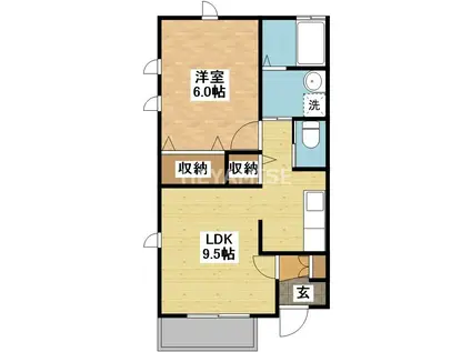 アンジュールB(1LDK/2階)の間取り写真