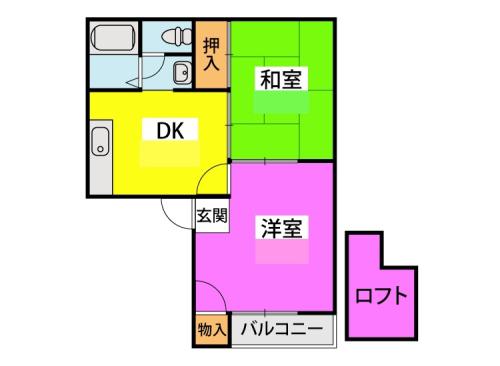 シティベール海老津 (2DK/1階)の間取り写真