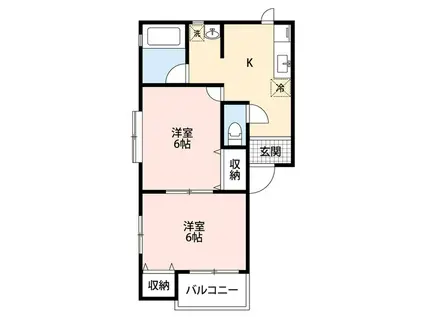 レジデンス愛65(2K/2階)の間取り写真