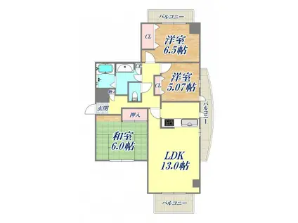 メゾンドール広田(3LDK/3階)の間取り写真