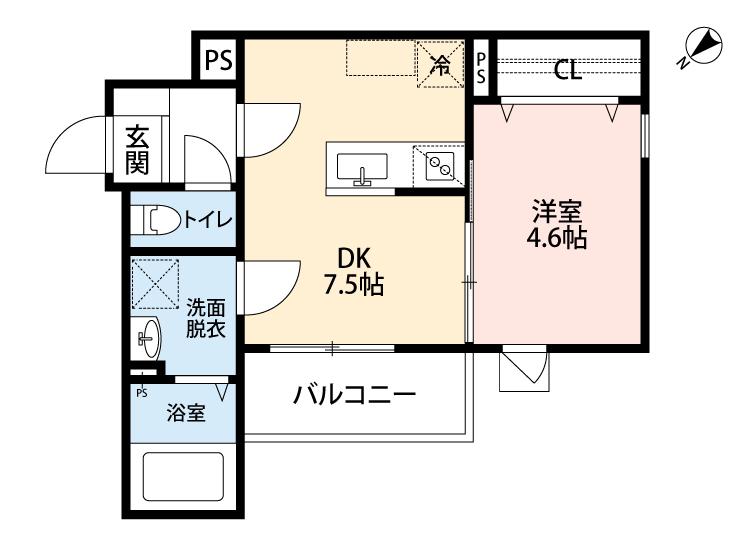 MIRAISM旭(1DK/1階)の間取り写真