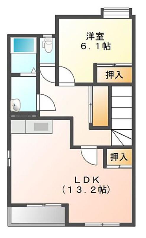 オーガスタA(1LDK/2階)の間取り写真