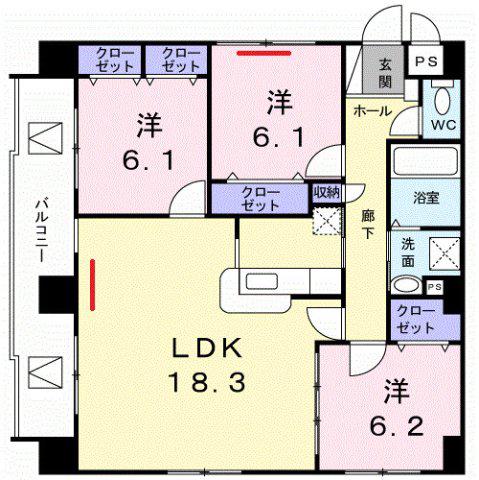 メゾンシリウス(3LDK/7階)の間取り写真