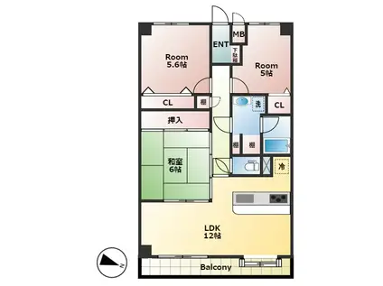 ヴァンベール所沢(3LDK/3階)の間取り写真