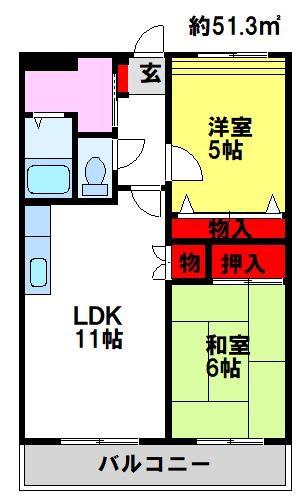 アーバンエイト(2LDK/1階)の間取り写真