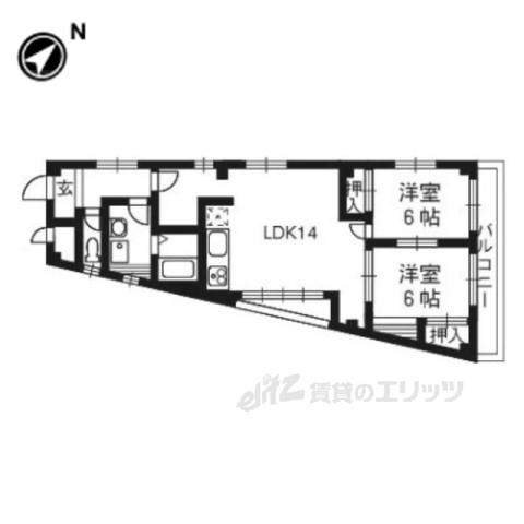 リーブル一ノ井(2LDK/3階)の間取り写真