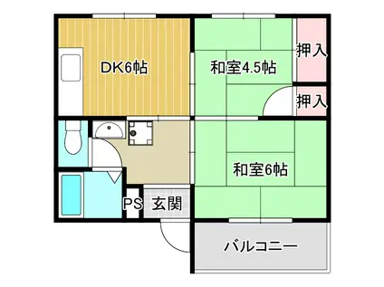 岬町マンション(2DK/2階)の間取り写真