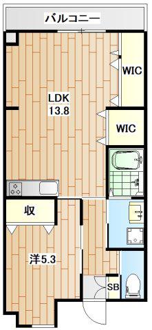 ウィンビュ三ツ沢(1LDK/1階)の間取り写真