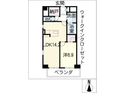 ラマルティーヌ(1LDK/7階)の間取り写真