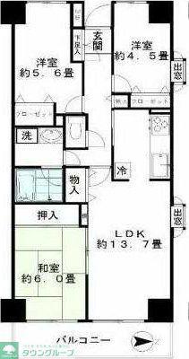 ジュネス(3LDK/5階)の間取り写真