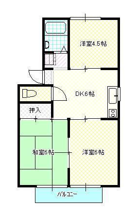 アローマ一宮B(3DK/2階)の間取り写真