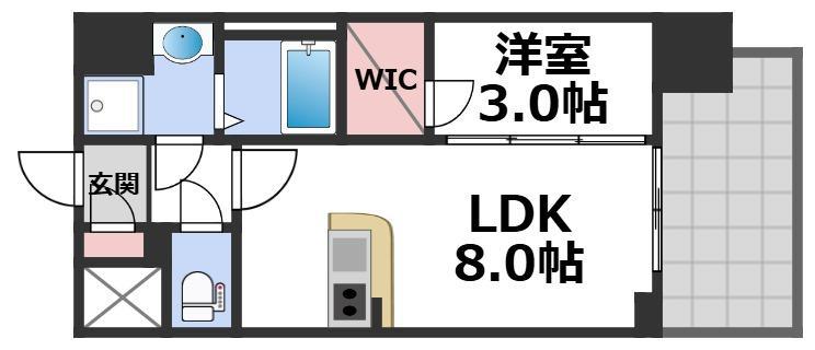 エスリード大阪城イースト(1LDK/10階)の間取り写真