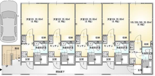 オーチェ今羽(1K/1階)の間取り写真
