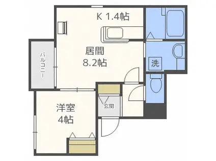 リバティ中島公園(1LDK/3階)の間取り写真