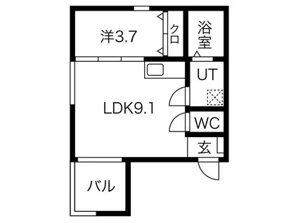 BELLE ROSE大江 イースト(1LDK/2階)の間取り写真