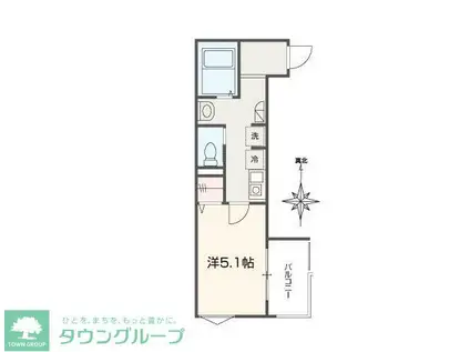 MELLAS日進(1K/1階)の間取り写真