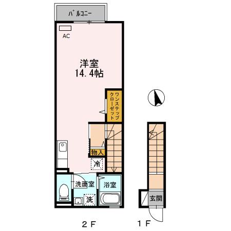 コーヴォベラフェスタ(ワンルーム/2階)の間取り写真