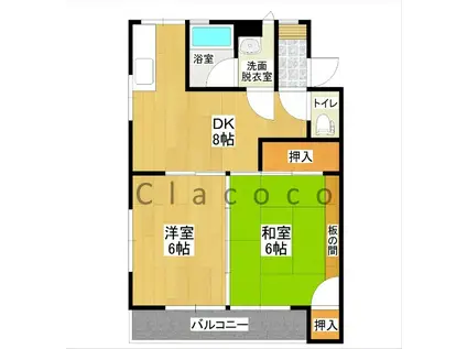 プラトー藤(2DK/1階)の間取り写真