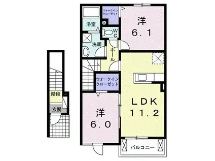 セレーナ潤 I(2LDK/2階)の間取り写真