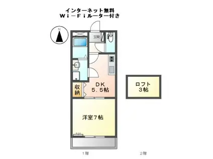 ルミエール(1DK/2階)の間取り写真